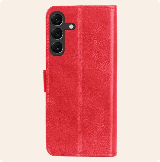 Hoes - Met Pasjeshouder - Geschikt voor Samsung Galaxy S24 Plus - Luxe Bookcase Portemonee - Flip Case - Kunstleer Book Case - Flipcase - Book Cover - Walletcase - PortemonneeHoes - Rood