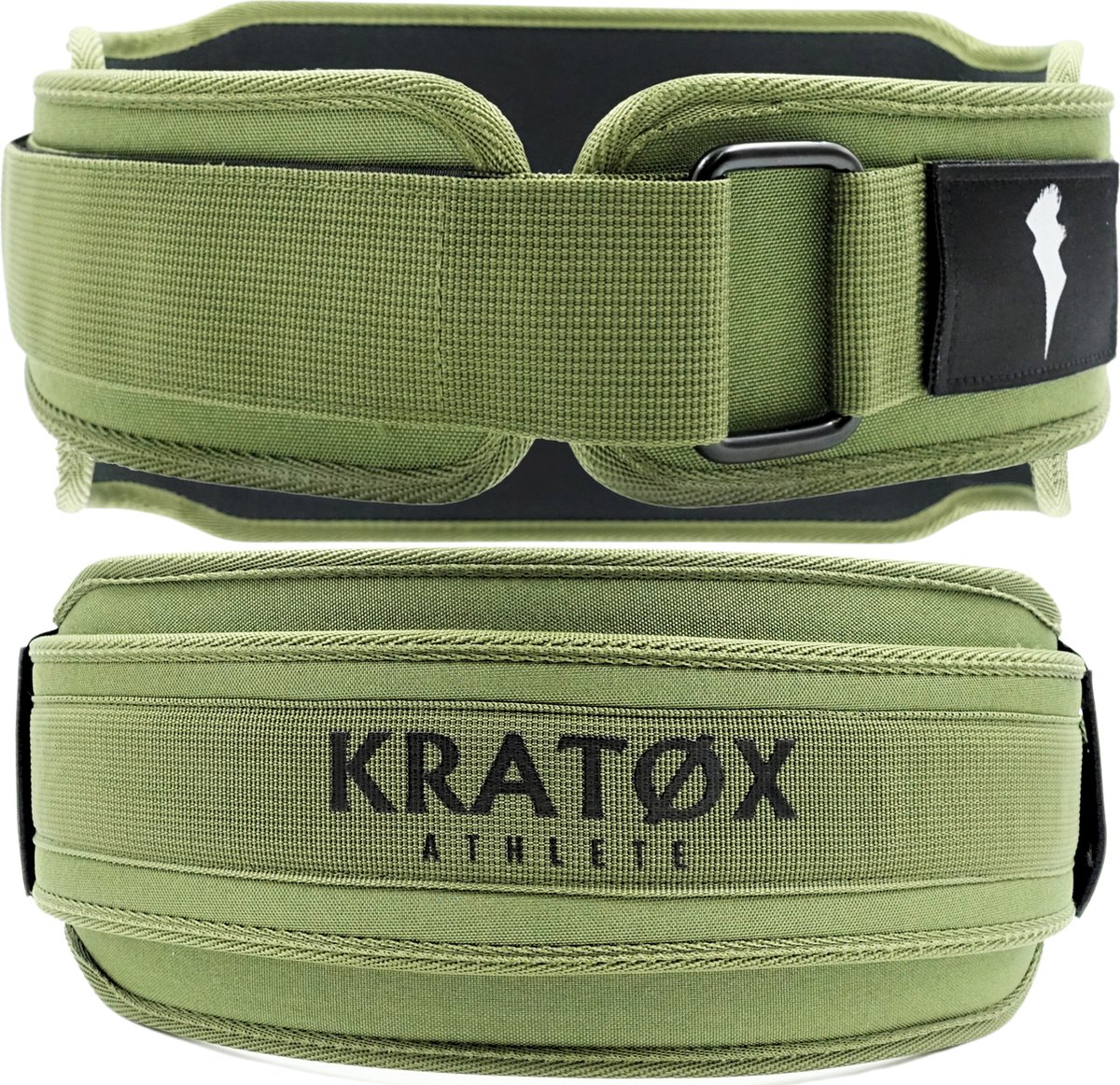 KRATØX Lifting Belt - Halterriem - Powerlift Riem - Leer Gewichthefriem - Lever Belt - Powerlifting - Deadlift - Leger Groen - Maat L