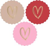 Stickers Goud Foil - 24 stuks - Stickers Gold - Pink - ø 5,5 cm - Geboorte - Huwelijk Sluitsticker - Sluitzegel Groot Kartel rand – Gouden Hart -Hart - Hartjes - Stickers | Envelop sticker - Geboorte kaart | Cadeau – Gift | Traktatie - Babyshower |