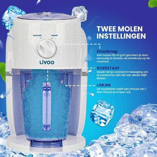 Livoo Ice Crusher - Slush Puppy Maker - Machine - Ijscrusher - Ijsmachine - Ice Breaker - Transparant - Inclusief Ijskan van Livoo — afbeelding 3