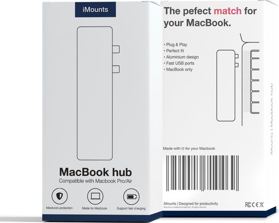 iMounts Macbook Air/Pro USB-C hub - USB3.0 - SD reader - Zilver - iMounts