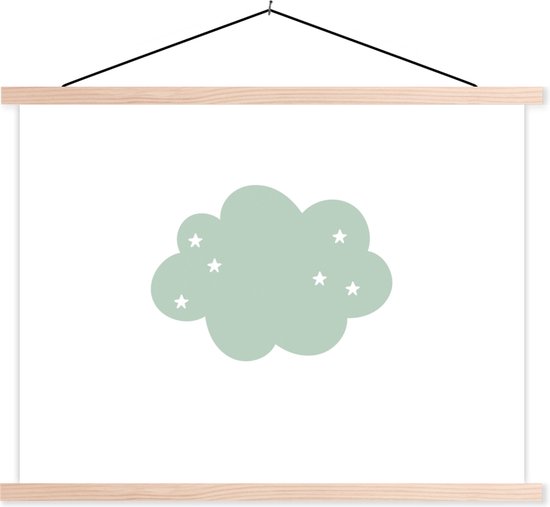 Outentin Wandrek Wolk kinderkamer - wolken rek kinderkamer in wit - natuurlijk hout - wolkenvormige houten rekken voor babykamer, incl. beugels & bevestigingshendels - set van 3 stuks
