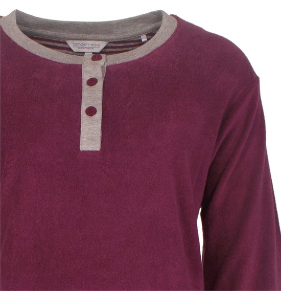 Tenderness-Pyjama pour dames-Terrycloth-Pantalon à motif rayé-Rouge. - Taille XXL