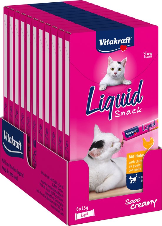 Vitakraft Liquid Snack - kip - 11x6 stuks (66 stuks) 66x15 gram