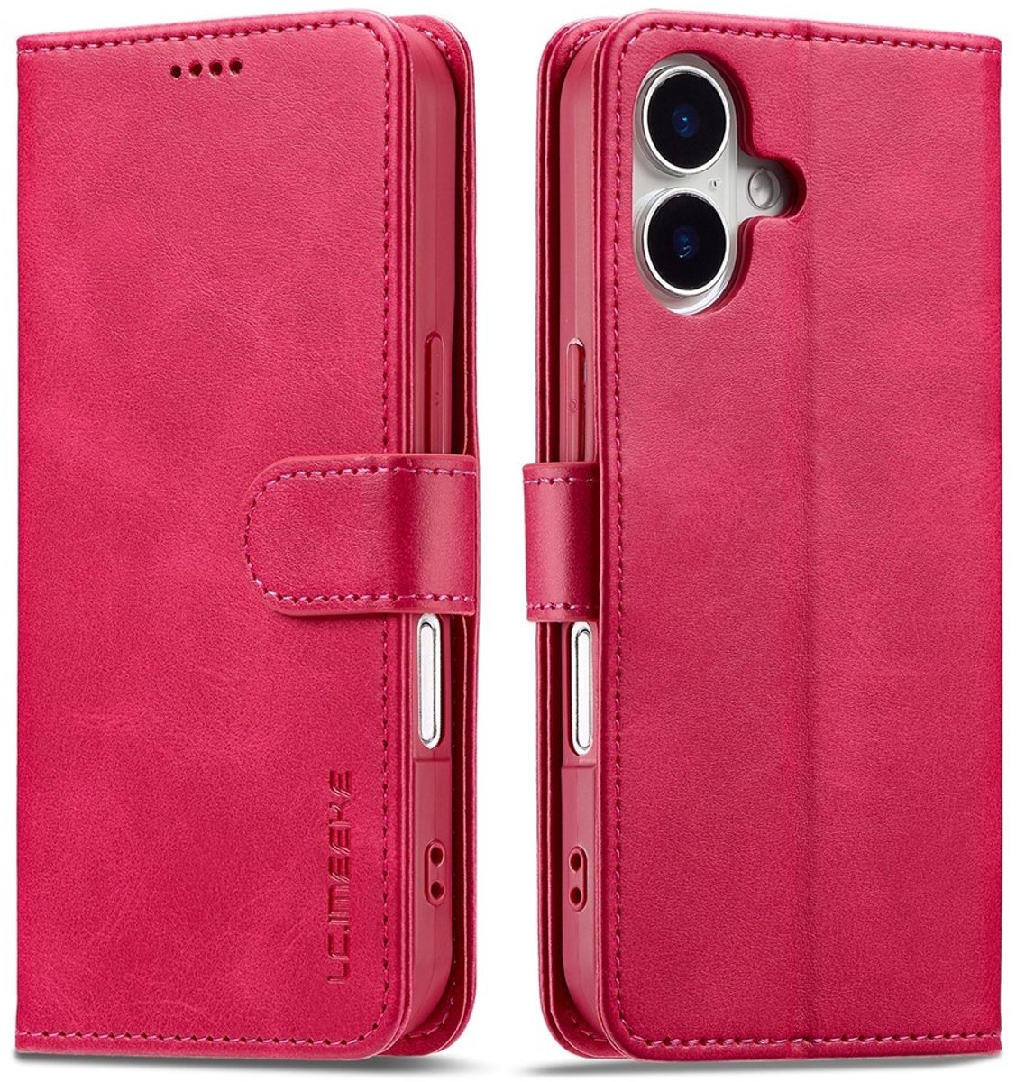 LC.IMEEKE Hoesje - Geschikt voor iPhone 17 Hoesje - LC.IMEEKE Luxe Book Case - Roze