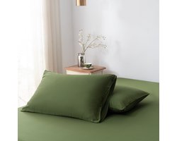 Bamboe kussenslopen Deep Moss donkergroen 60x70 cm – Set van 2, zacht, ademend & duurzaam | Boomba Bamboo®