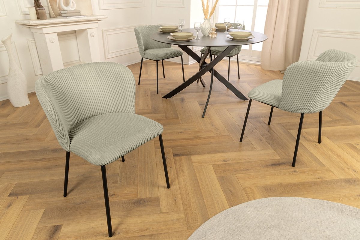 Design Stoel LYON mint corduroy zwarte metalen poten - 44963