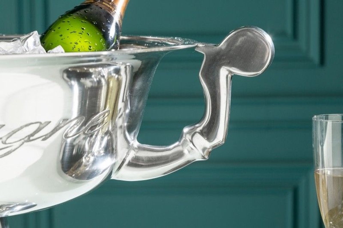 Exclusieve champagnekoeler CHAMPAGNE 65cm gepolijst zilveren flessenkoeler - 21707