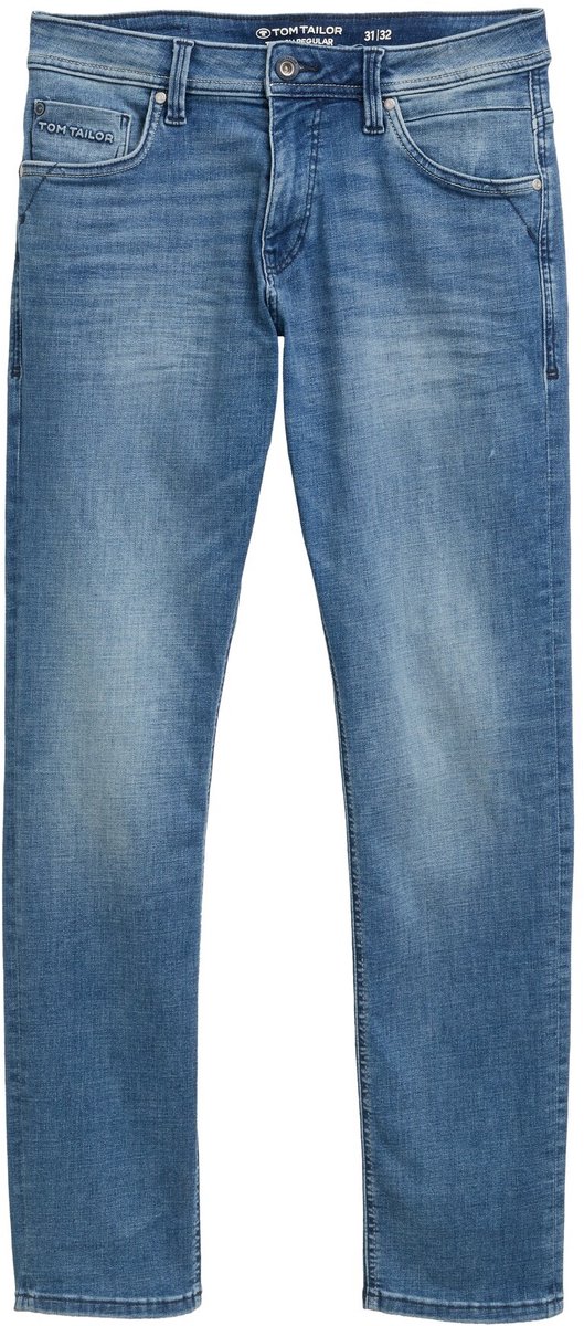 Tom Tailor - TTJOSH REGULAR SLIM-jeans - Maat 34/32 - Used Mid Stone Blue Denim