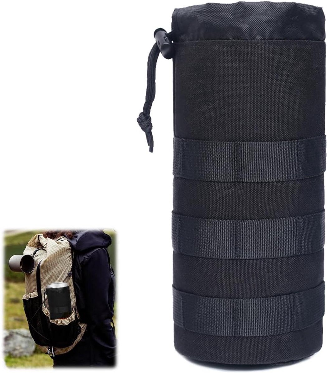 Allecto Plus - Waterfleshouder voor Rugzak | Tactische Molle Flessenhouder van 1000D Nylon | Draagbare Bidonhouder voor Kamperen, Wandelen, Fietsen | Buitensport Accessoire