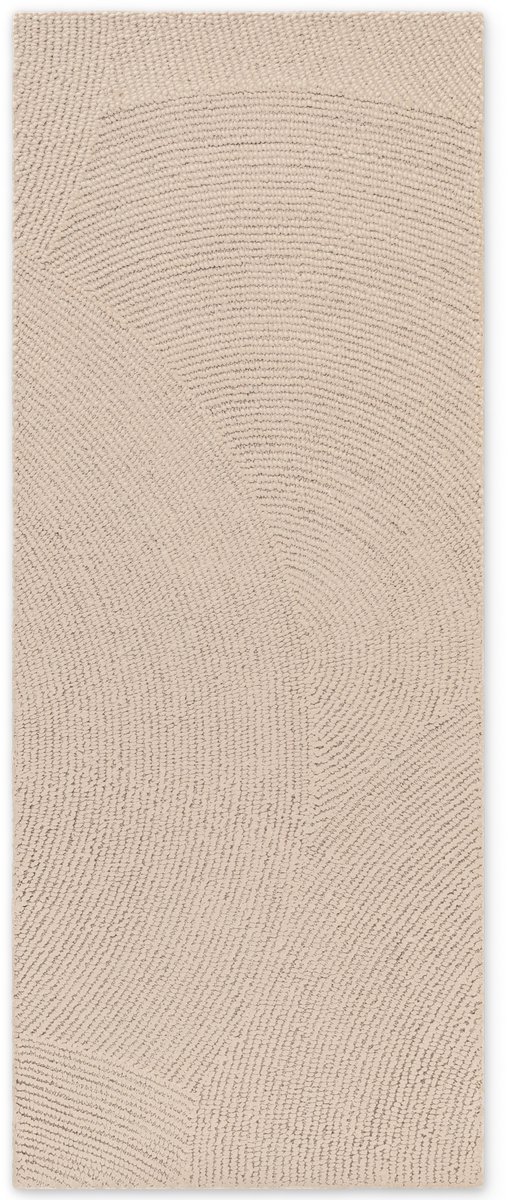 Flycarpets Calmio Wollen Loper Beige - Laagpolig - Japandi / Scandinavisch - 80x300 cm