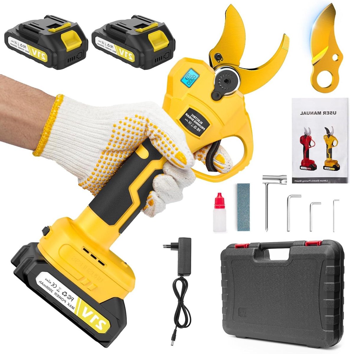 21 V 800 W Electric Garden Shears with 2 Rechargeable Lithium Batteries