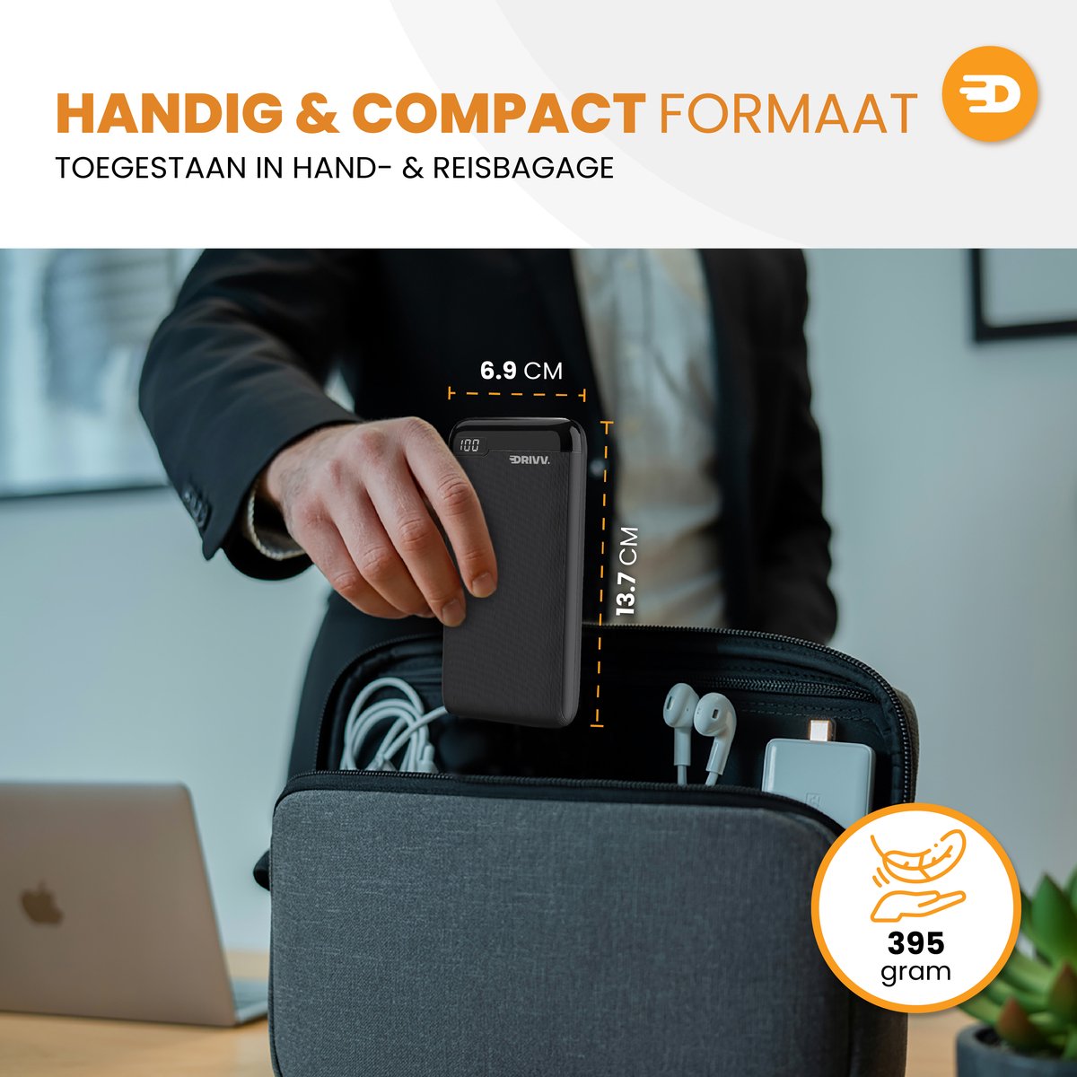 Drivv. Powerbank 20.000 mAh Zwart met - afbeelding 2