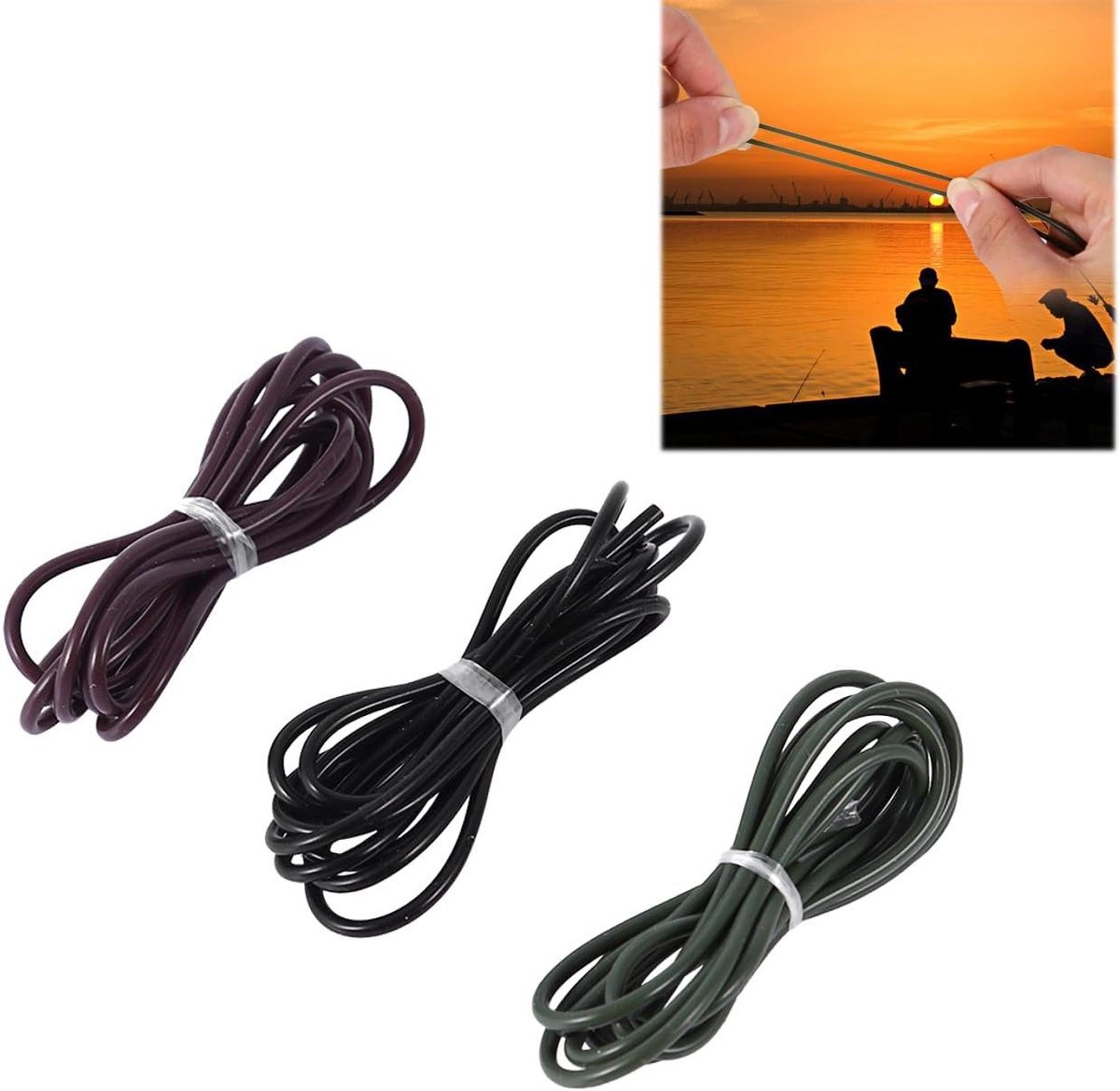 Allecto Plus - Karper Vislijnen Set van 3 Stuks - Siliconen Rigs Buis Mouw - Visgerei voor Haar Rigs - 1 Meter
