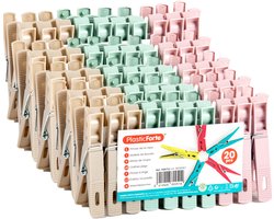 Plasticforte Wasknijpers - 100x stuks - pastel kleuren mix - kunststof - 7 cm - Was ophangen