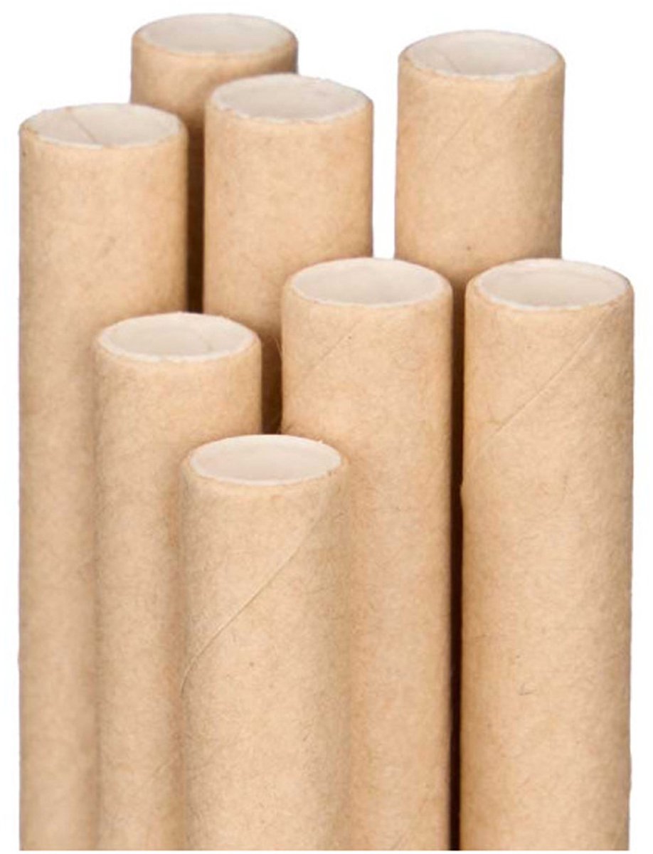 Kinvara Drinkrietjes van kraft papier - bruin - 200x stuks - 20 x 0.5 cm - wegwerp