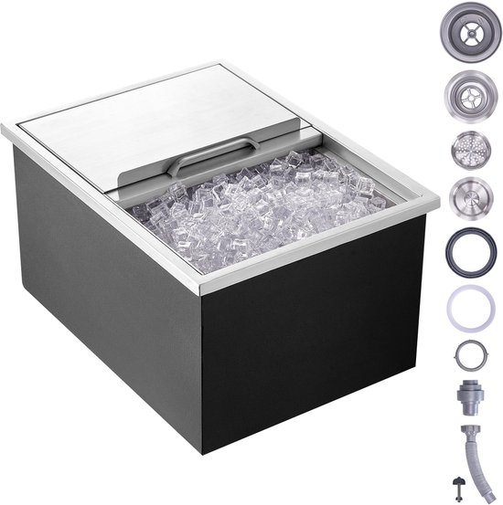 Inbouwkoelbox, 61 X 45 X 33 Cm (L X B X H), Roestvrijstalen Koelbox, 40,9 Qt CommerciëLe Ijsbox met Schuifdeksel, Aftapplug voor Wijn En Bier In De Buitenkeuken van Merkloos — afbeelding 3