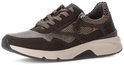Bruine Gabor sneaker met panterprint en beige zool, op de zijkant.