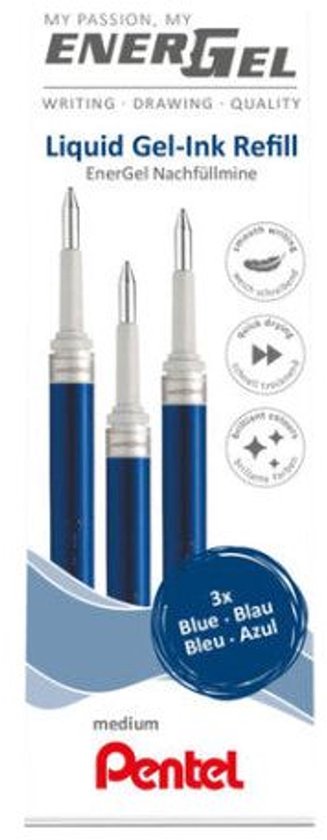 Verpakking met 3 blauwe EnerGel vullingen, medium.