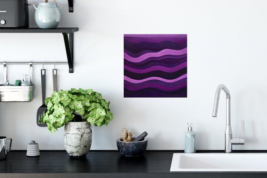 Stickers muraux - Feuille autocollante - Lignes - Vagues - Violet - Abstrait - 30x30 cm - Film adhésif - Stickers muraux chambre d'enfant - Papier peint autocollant - Papier peint autocollant - Feuille autocollante