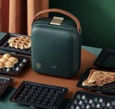 ZYLARO Wafelijzer - 3-in-1 functies - Antiaanbaklaag - Waffle Maker - Mode ontwerp - Tosti-ijzers - Eierwafel machine - smaragdgroen