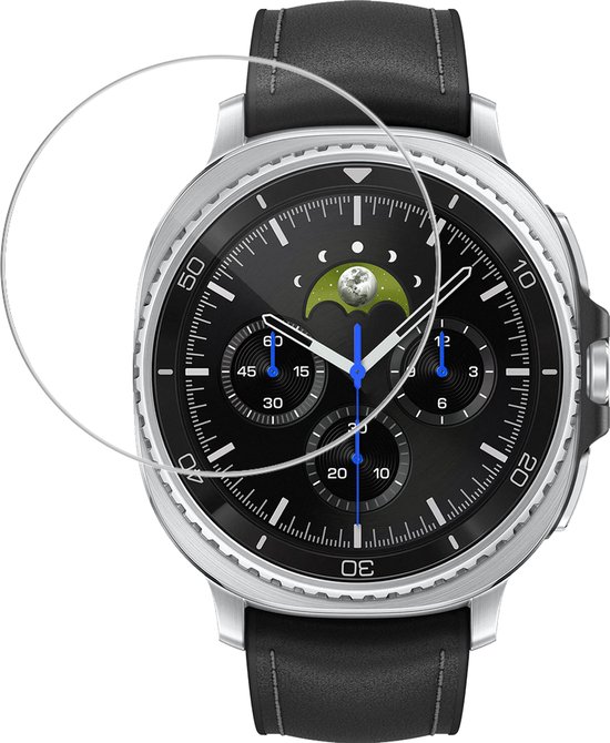 Gehard glazen screenprotector met afgeronde randen voor de Samsung Galaxy Watch 8 Classic (46 mm).