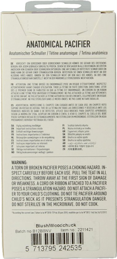 Bibs Blush/Woodchuck 6-18 Mois 2 Pièces Sucette Anatomique 2211421