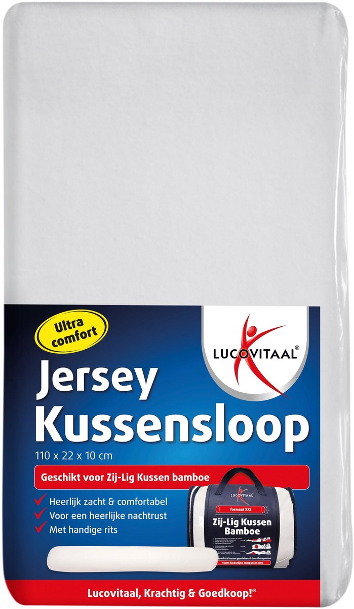 Goedkoopste Lucovitaal Jersey Zij-lig Kussensloop 110x22x10cm