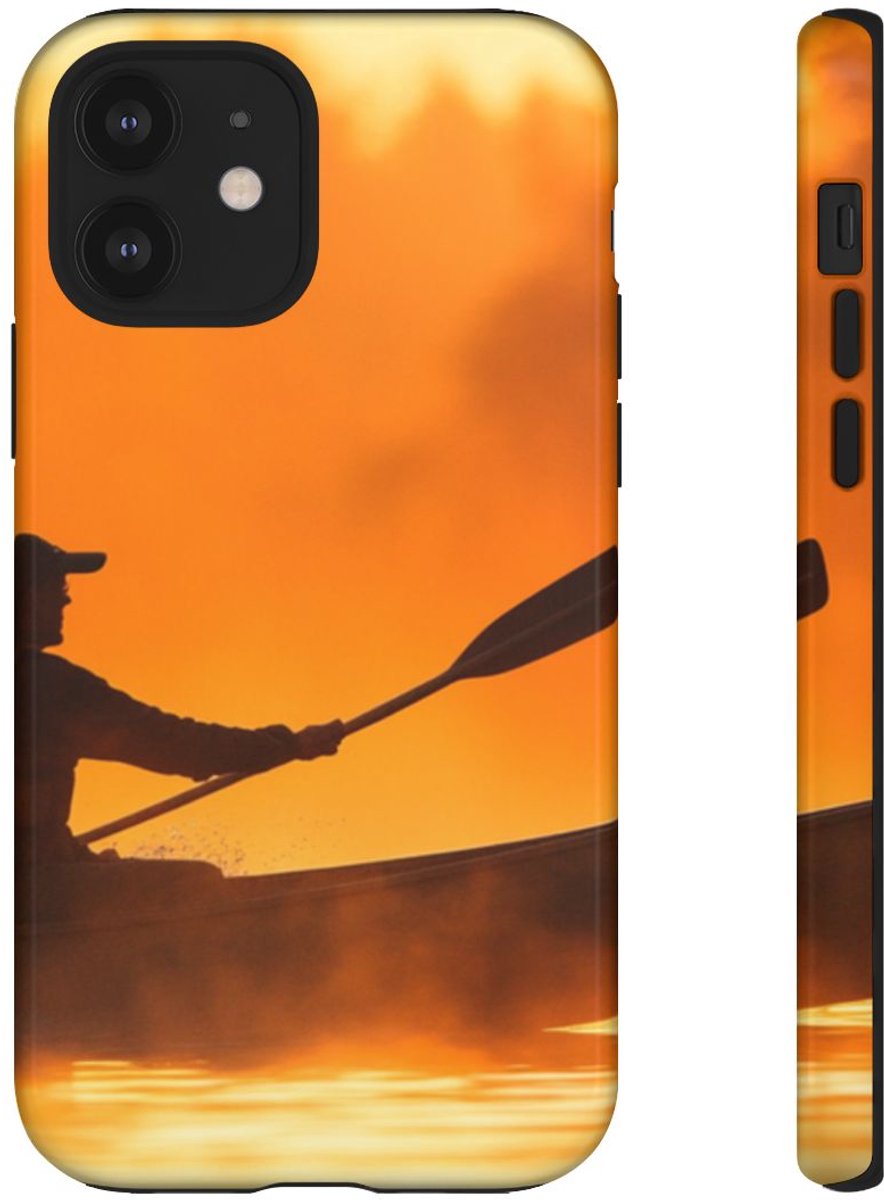 Silhouet van Kanoër bij Zonsondergang – Telefoonhoesje Geschikt voor iPhone 12