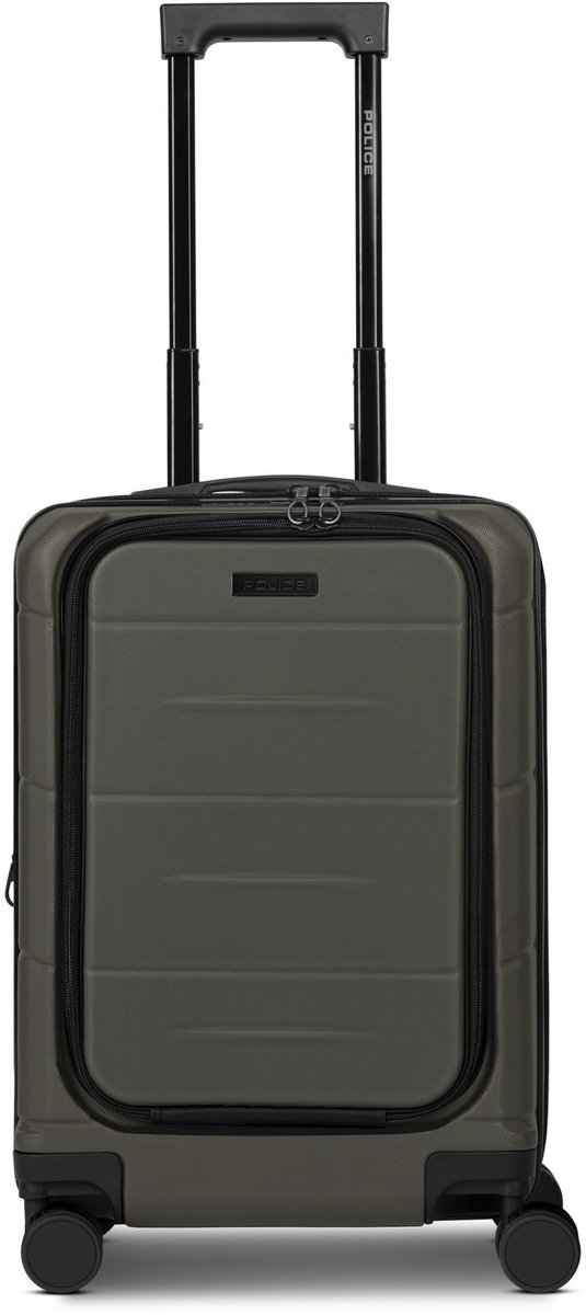 Police London 4 wielen Cabinewagen 55 cm Laptopvak met uitbreidingsplooi - Harde bagage - Combinatieslot - cool olive