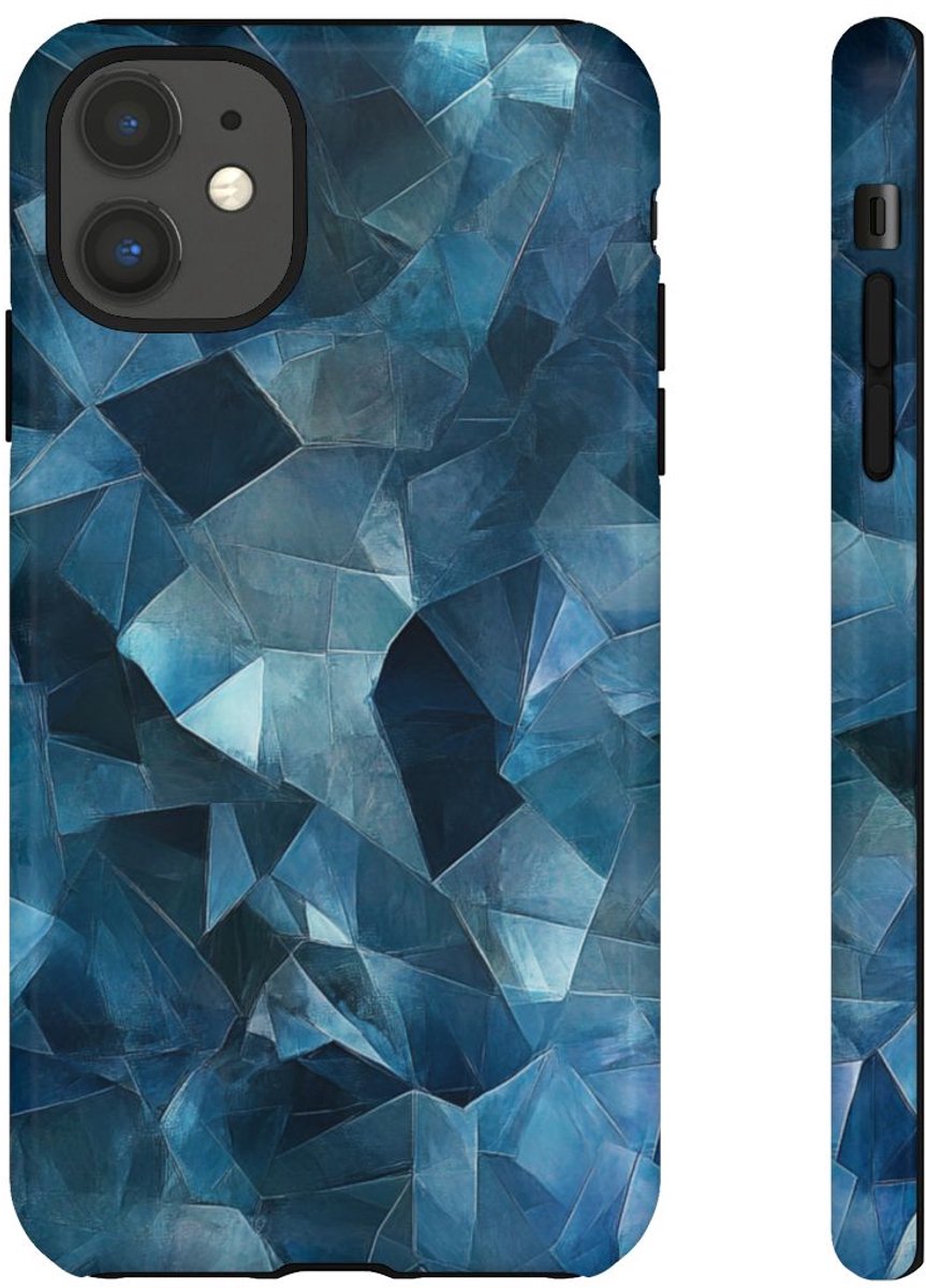 Blauw Gekristalliseerd Abstract Patroon – Telefoonhoesje Geschikt voor iPhone 11