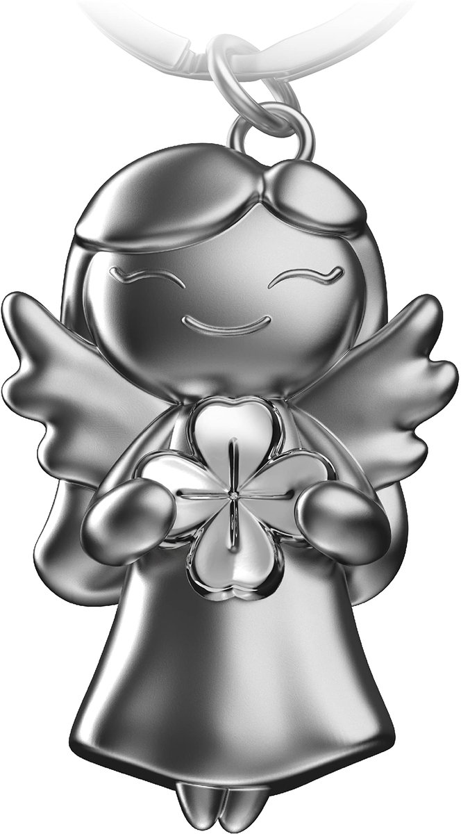 FABACH Beschermengel Sleutelhanger Ster met Klaverblad - Geluksengel van metaal - Klaverblad Beschermengel Geluksbrenger Engel Je kunt het - Cadeaus Veel geluk Cadeau Veel geluk Engel