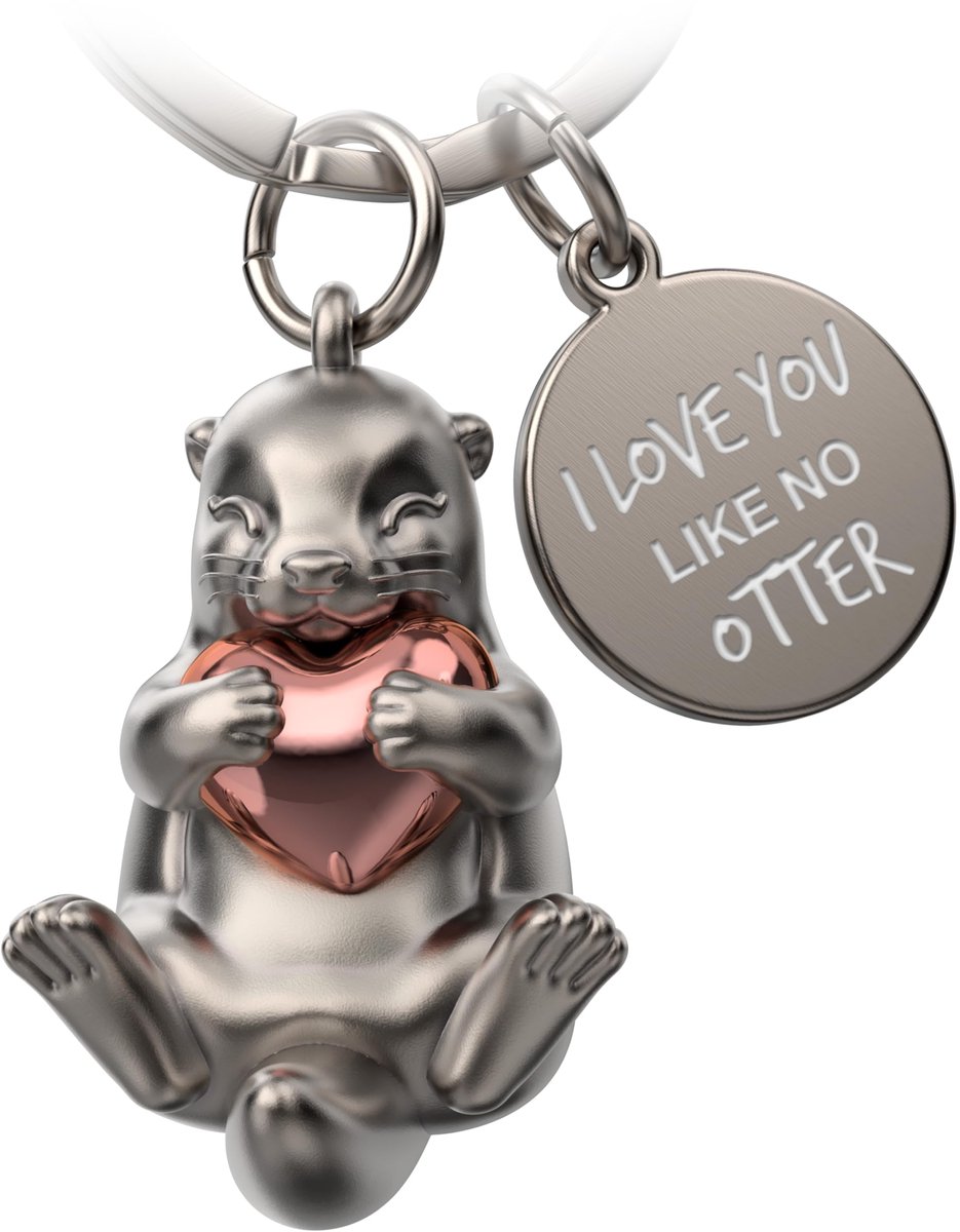 FABACH Otter sleutelhanger Otty met hart - Geluksbrenger Otter cadeau Vriendin - Partner cadeau Liefdes sleutelhanger Koppels jubileum - Gravure Ik hou van je zoals geen otter