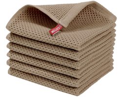 Theedoeken, wafelweefsel, 100% katoen, ultrazacht, absorberend en sneldrogend, 34x34cm, 6-pack, koffie Theedoeken, wafelweefsel, 100% katoen, ultrazacht, absorberend en sneldrogend, 34x34cm, 6-pack, koffie