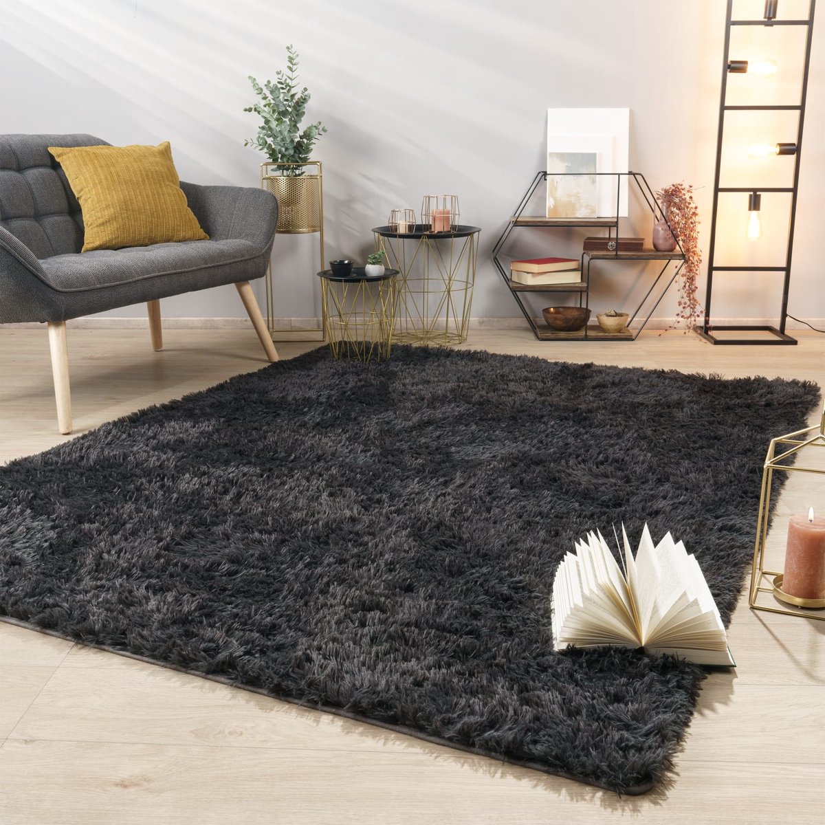 Tapijt Woonkamer Diepe Pool Lange Pool Zacht Modern Monochroom Design