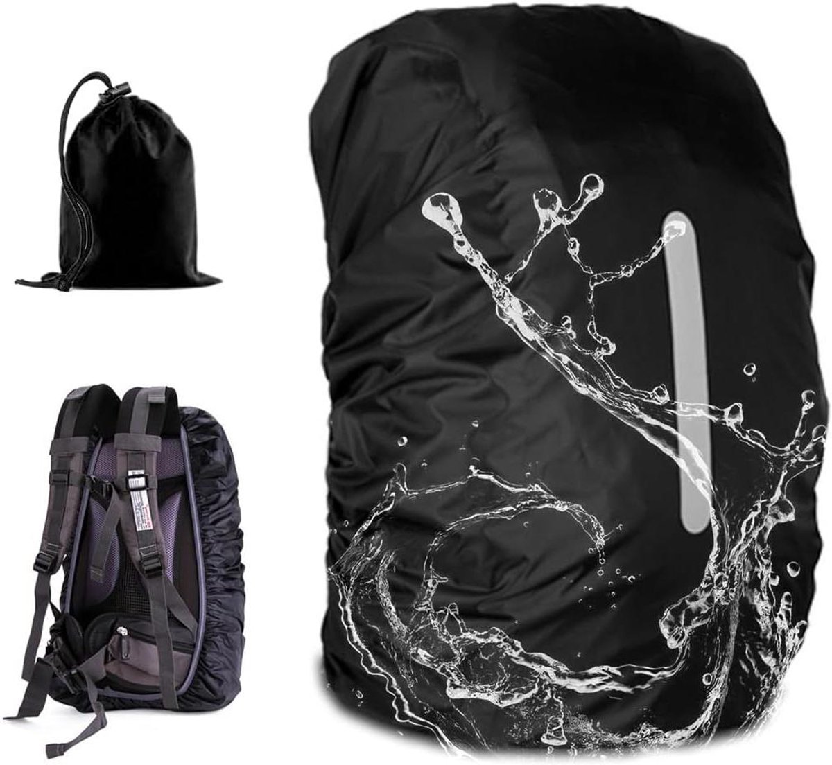 Allecto Plus - Regenhoes voor rugzak 30 l 40 l - Reflecterend en waterdicht - Met opbergtas - Voor wandelen, kamperen, reizen en fietsen