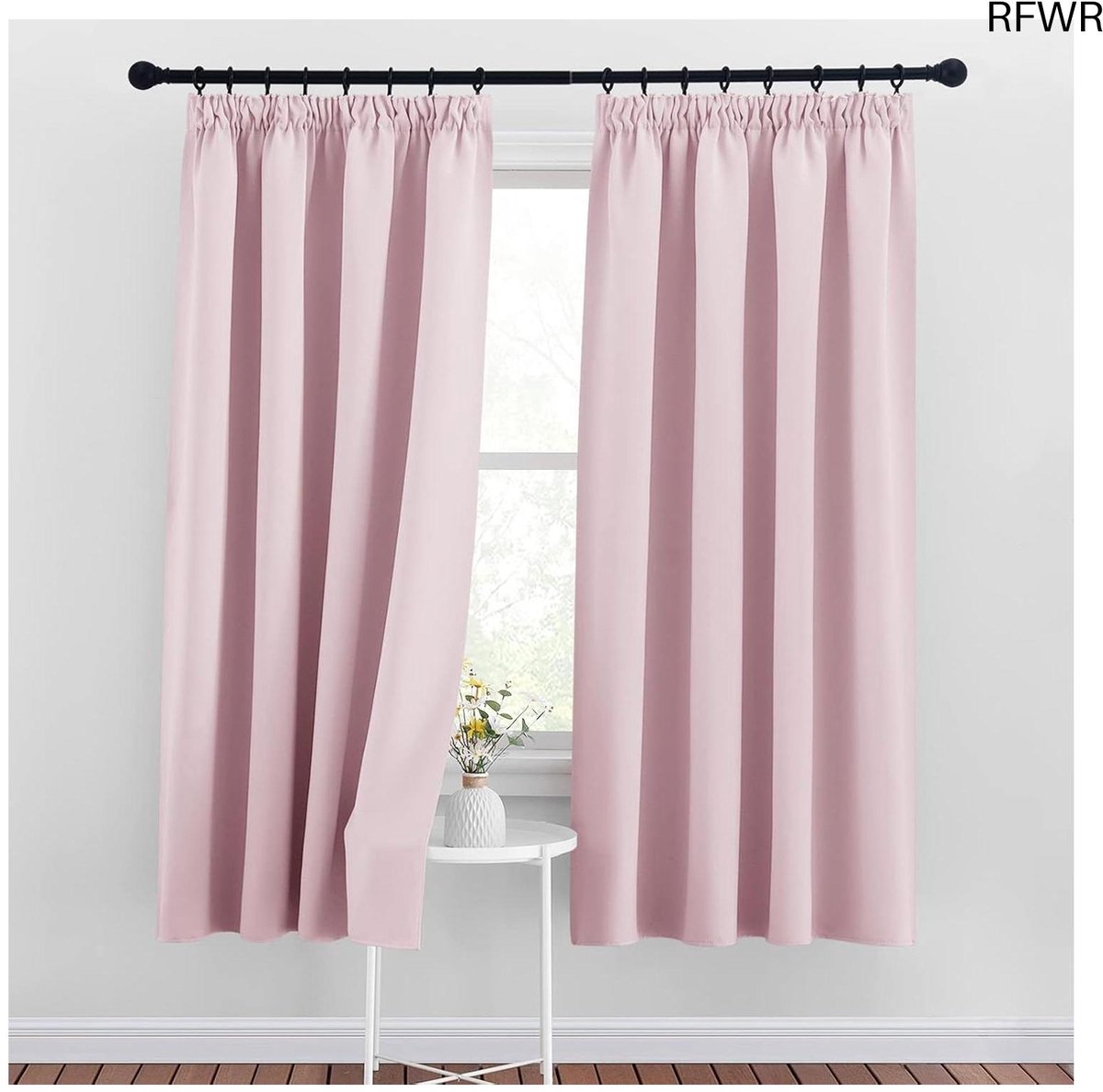 RFWR® Verduisterende Thermische Gordijnen 140x175cm - 2 Stuks in Lichtroze voor Woonkamer en Slaapkamer