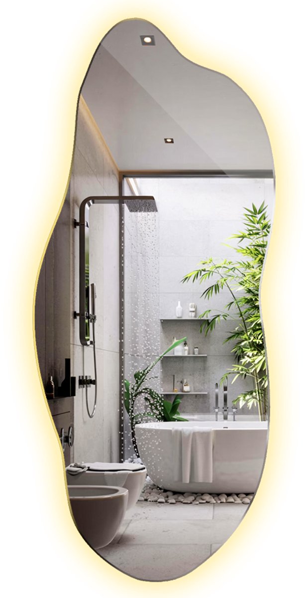 Tulup LED Spiegel - Asymmetrische Spiegel LED - 40x90 cm - Spiegel Organisch Met Licht - S