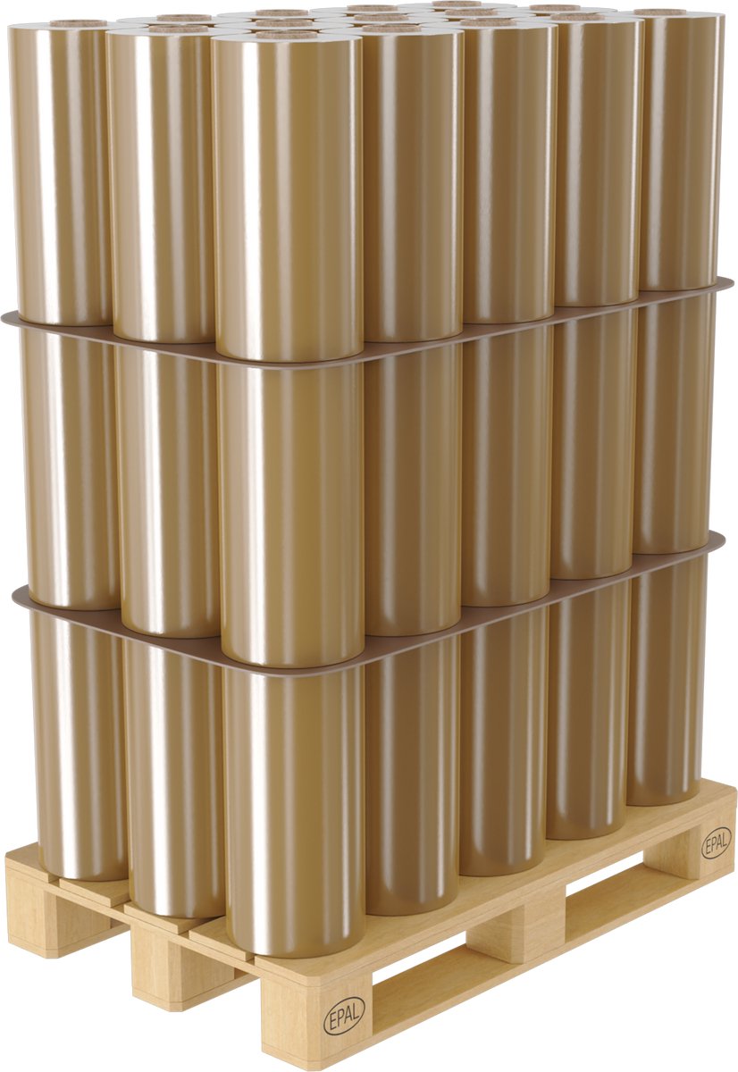 YSONIC Machinewikkelfolie - 20 Micron 1700 Meter - Wikkelfolie - Stretcholie - Rekfolie - Ideaal voor Verhuis & Pallet Bescherming - 45 Rollen op een Pallet - Bruin