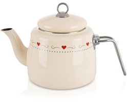 Waterkoker Geëmailleerde Crème TONCA 1,6 l - Fluitketel - Waterketel