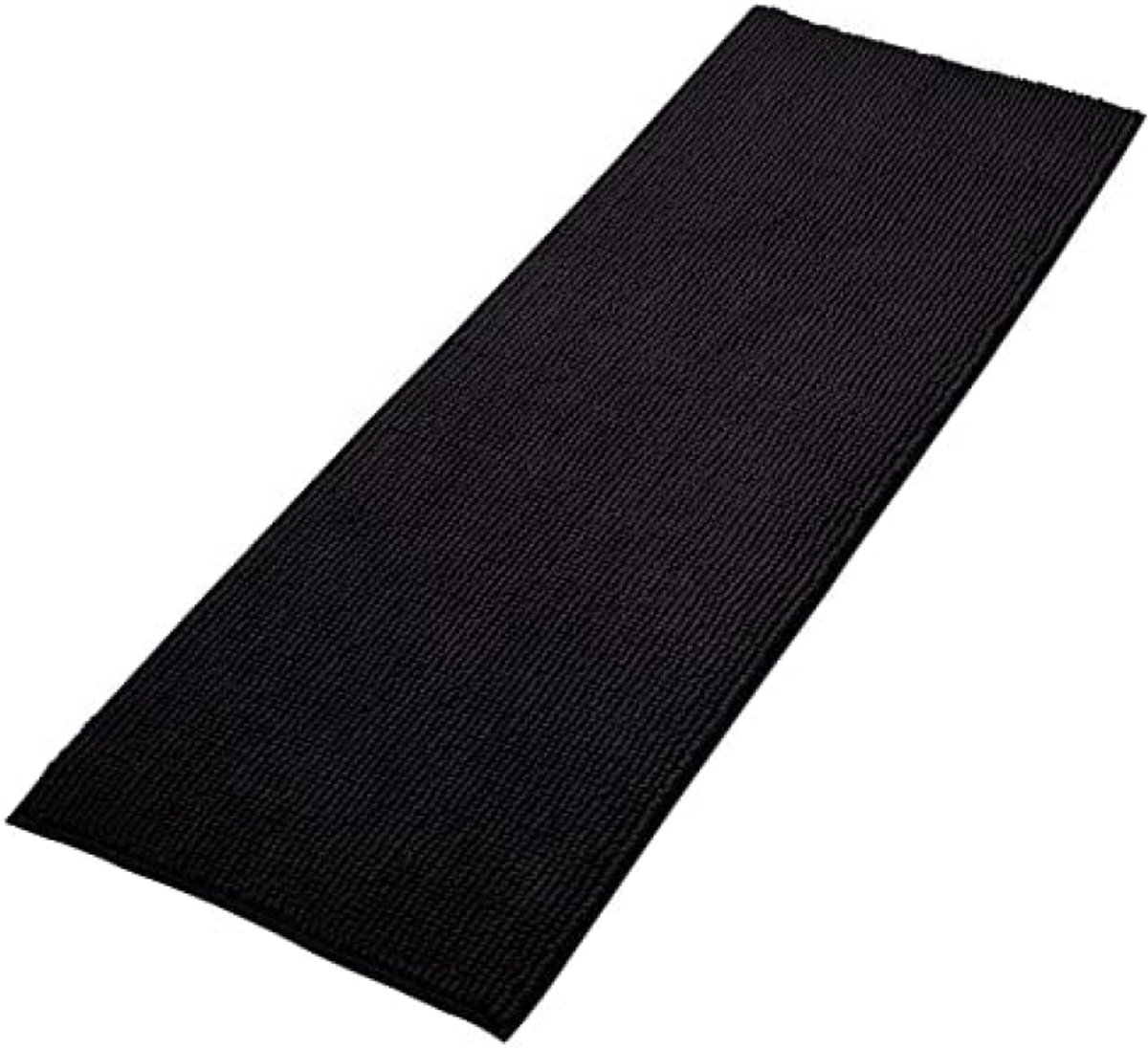 Badmat Anti-Slip Soft Chenille | Super absorberend en machinewasbaar | Voor badkamer, douche, bad of als WC mat | Zwart - 50x150 cm