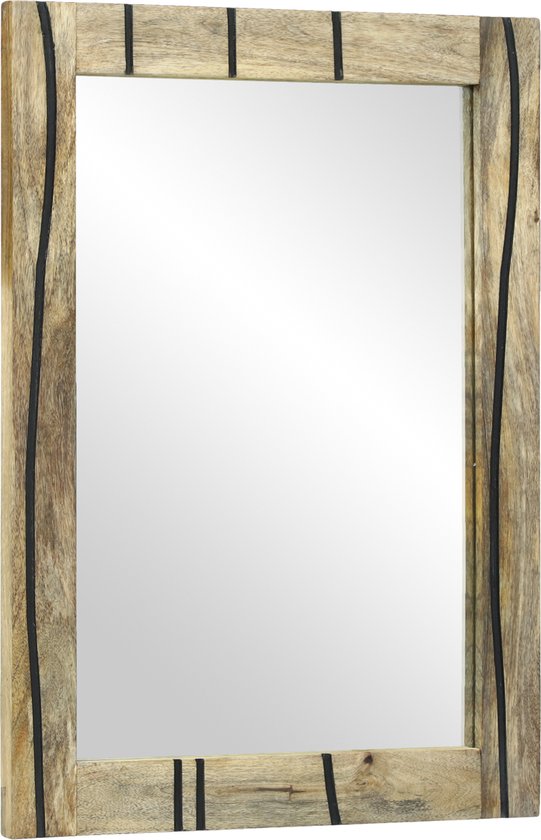 vidaXL - Badkamerspiegel - Bruin - 50 - x - 2.5 - x - 70 - cm - Massief - mangohout, - glas