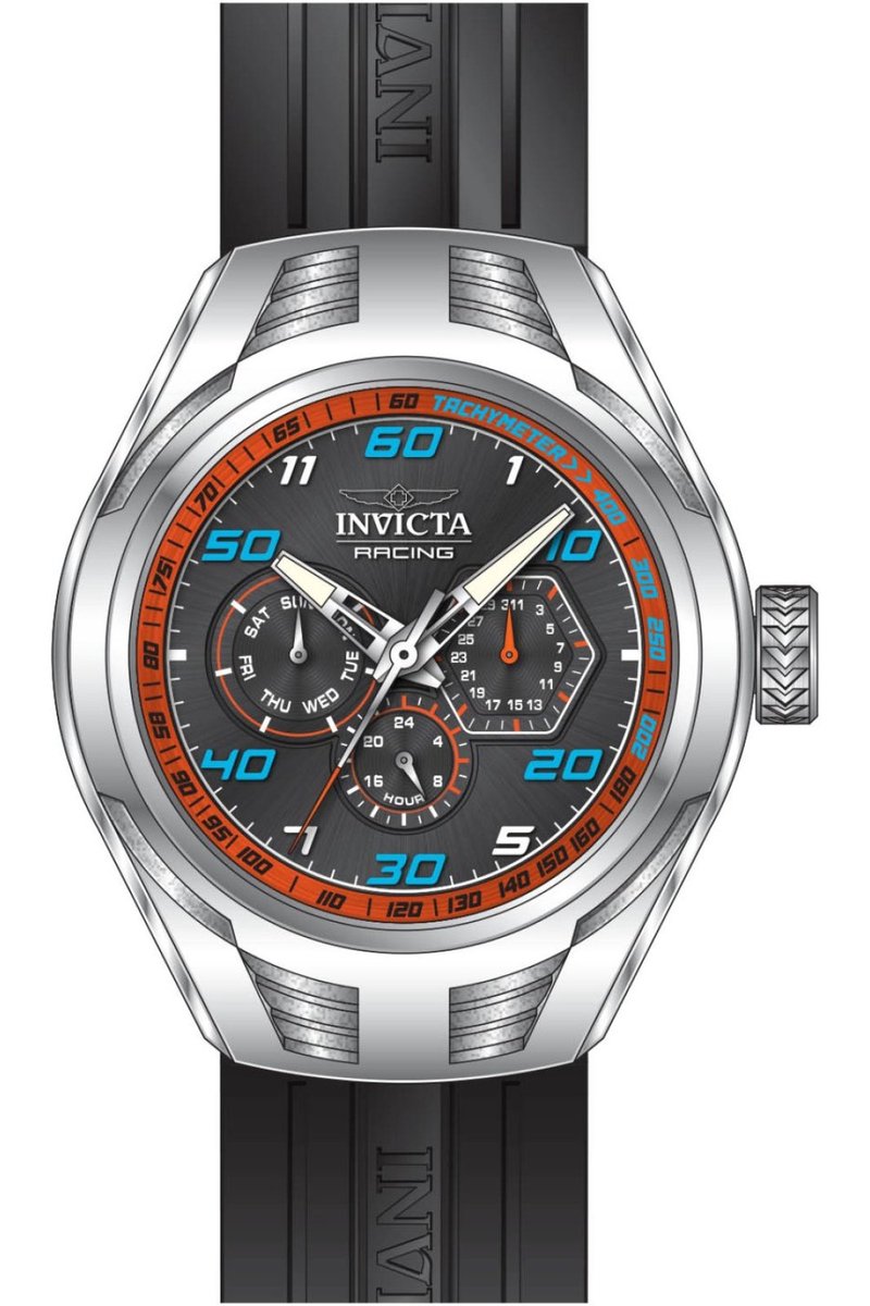 Invicta Racing 47725 Heren Horloge - Waterdicht - Analoog - Quartz Uurwerk - Roestvrij Staal met zwarte Wijzerplaat - 46mm