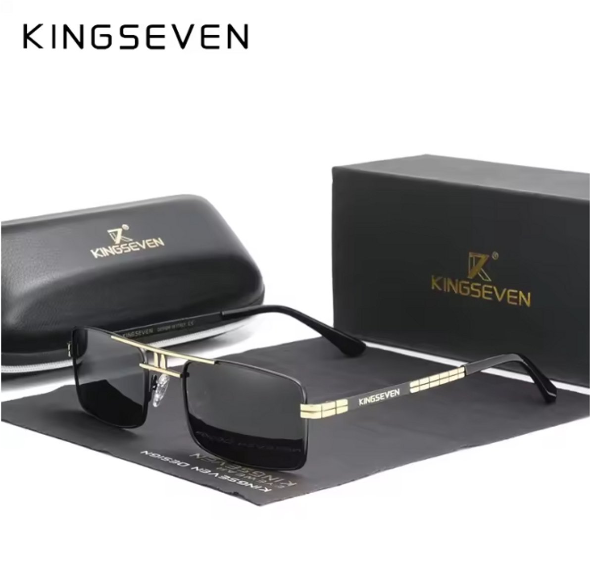 KINGSEVEN Zonnebril 760 - Goudkleurig-Grijs – Heren - Vrouwen - Gepolariseerd - UV400 - Vintage