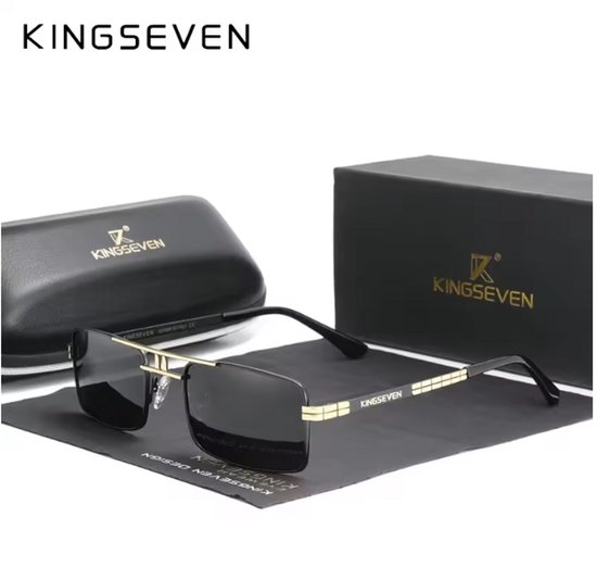 KINGSEVEN Zonnebril 760 - Goudkleurig-Grijs – Heren - Vrouwen - Gepolariseerd - UV400 - Vintage