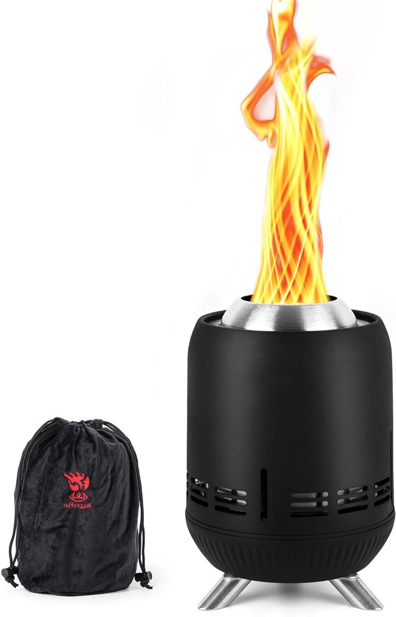 Portable Tabletop Fire Pit - 9 inch, Low Smoke Burning Mini Outdoor Stove for Camping Patio Backyard