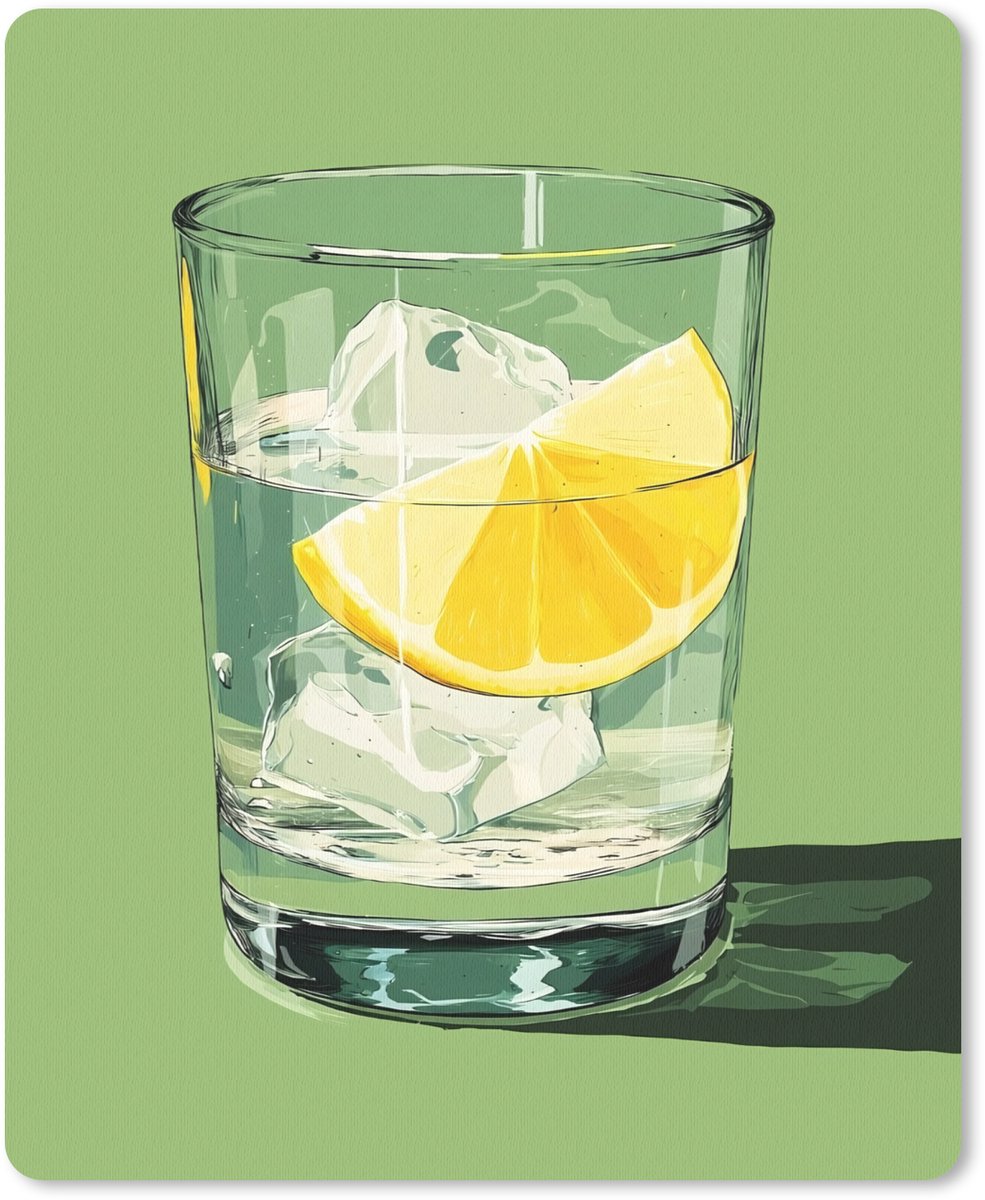 Muismat 19x23 cm - Mousepad Glas - Citroen - Ijsblokjes - Groen - Muismatten