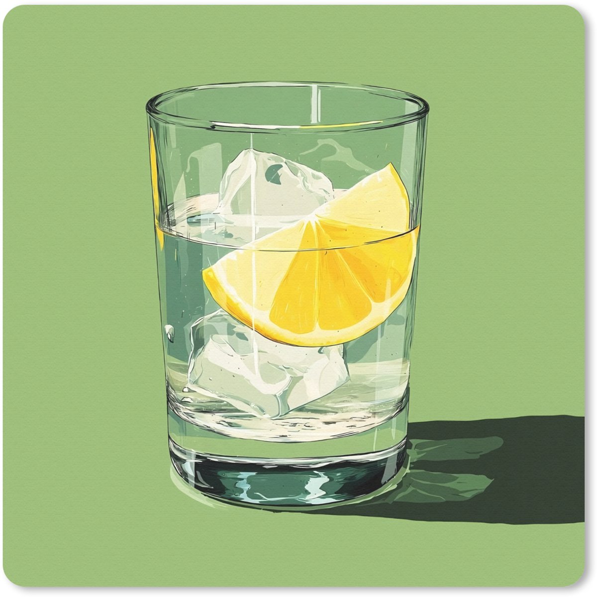 Muismat 20x20 cm - Mousepad Glas - Citroen - Ijsblokjes - Groen - Muismatten