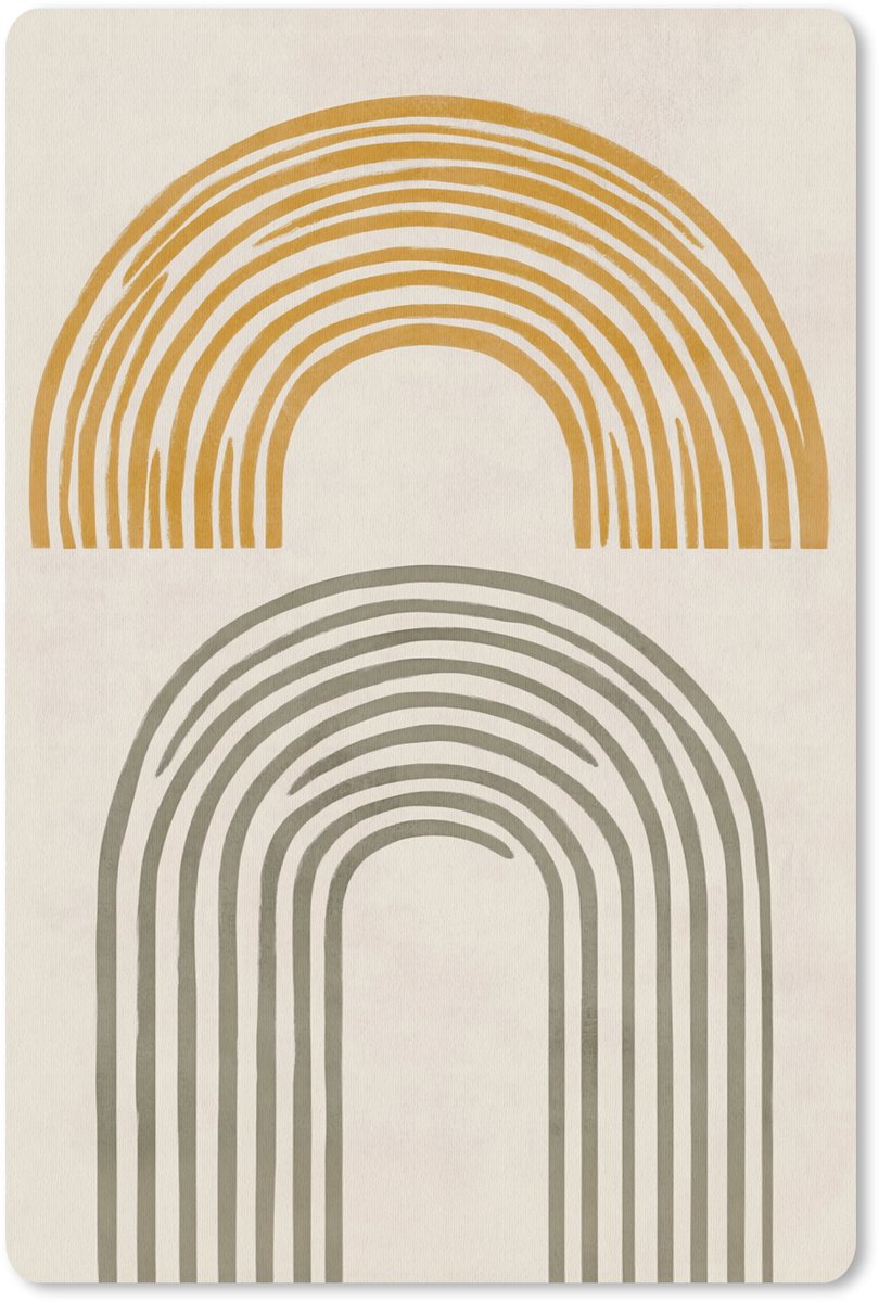 Muismat 18x27 cm - Mousepad Bogen - Lijnen - Oranje - Minimalistisch - Muismatten
