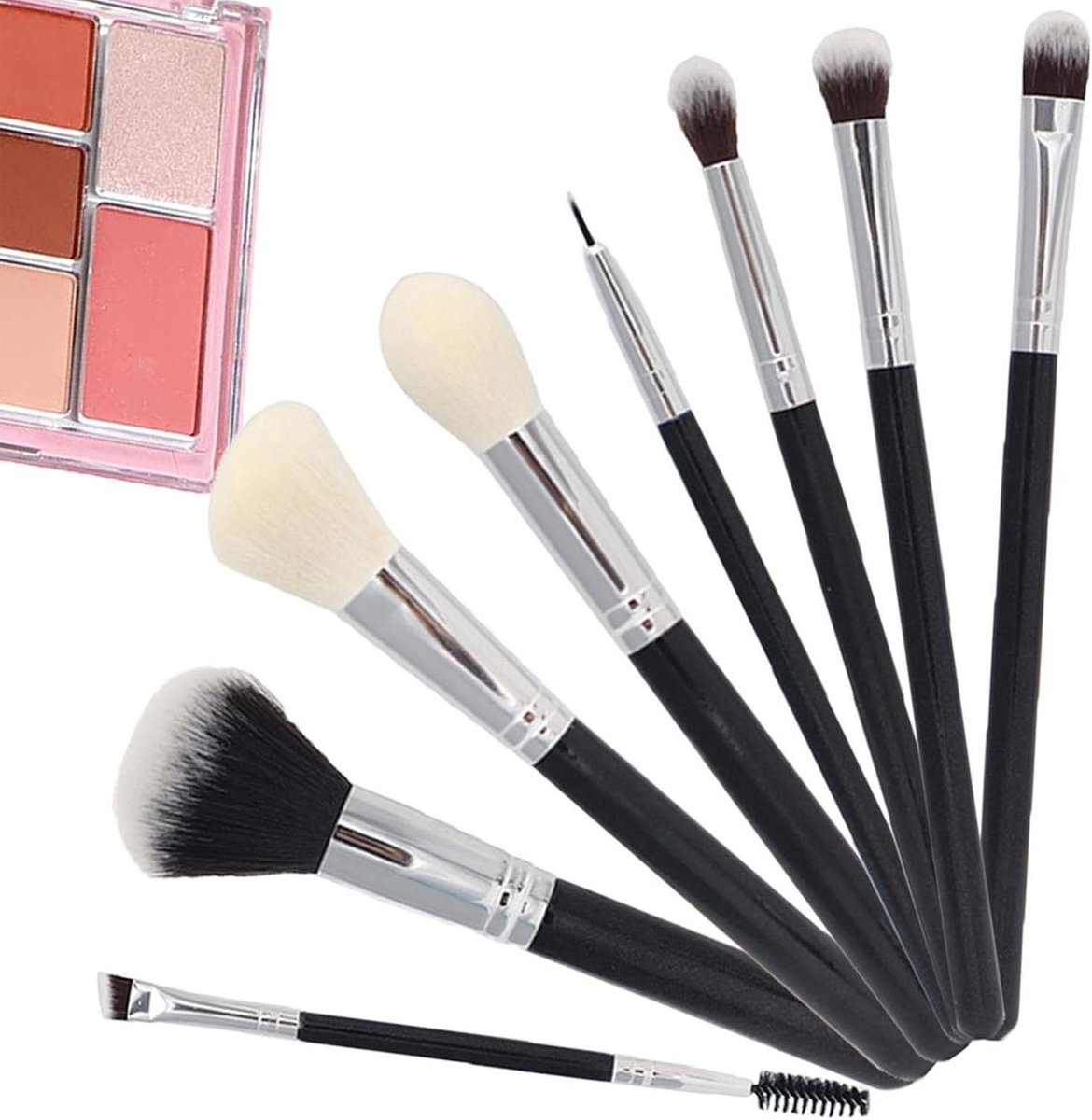 8-delige Make-Upkwastenset met Premium Synthetische Borstels - Ideaal voor Wenkbrauwen Oogschaduw Foundation Rouge Concealer - Professionele Make-Upaccessoires